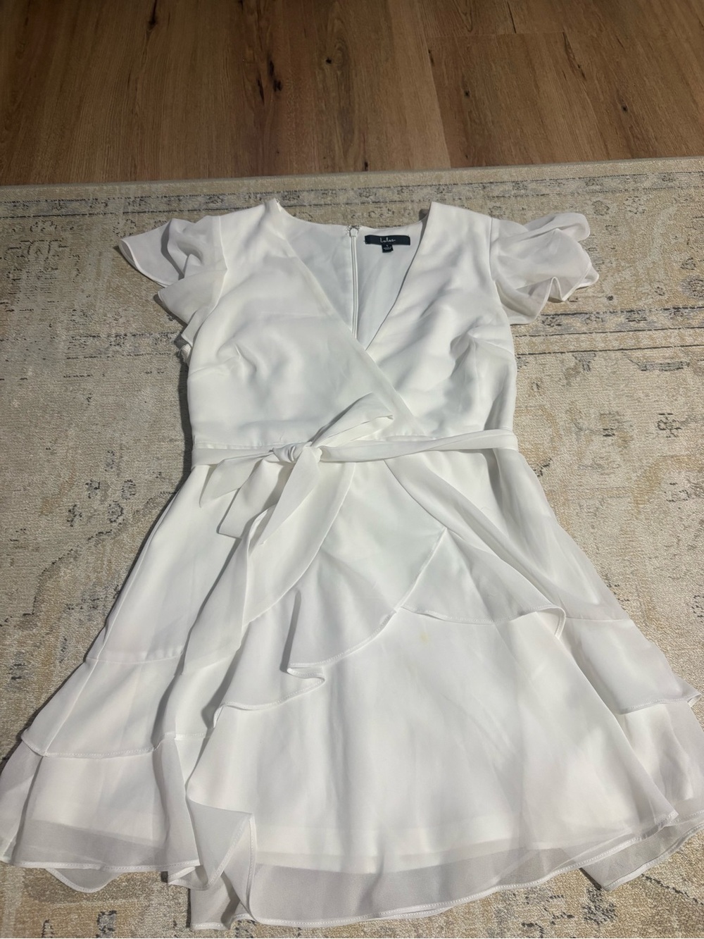 Lulus White Wrap Ruffle Short Dress